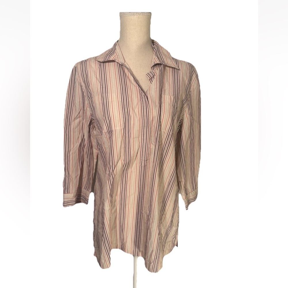 Striped women’s plus size 16 by nautica classic work button-down blouse, cotton